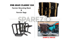 For Royal Enfield Goan Classic 350 Military Pannier Bags Golden Black and Mounting - SPAREZO For Royal Enfield Goan Classic 350 Military Pannier Bags Golden Black and Mounting - SPAREZO